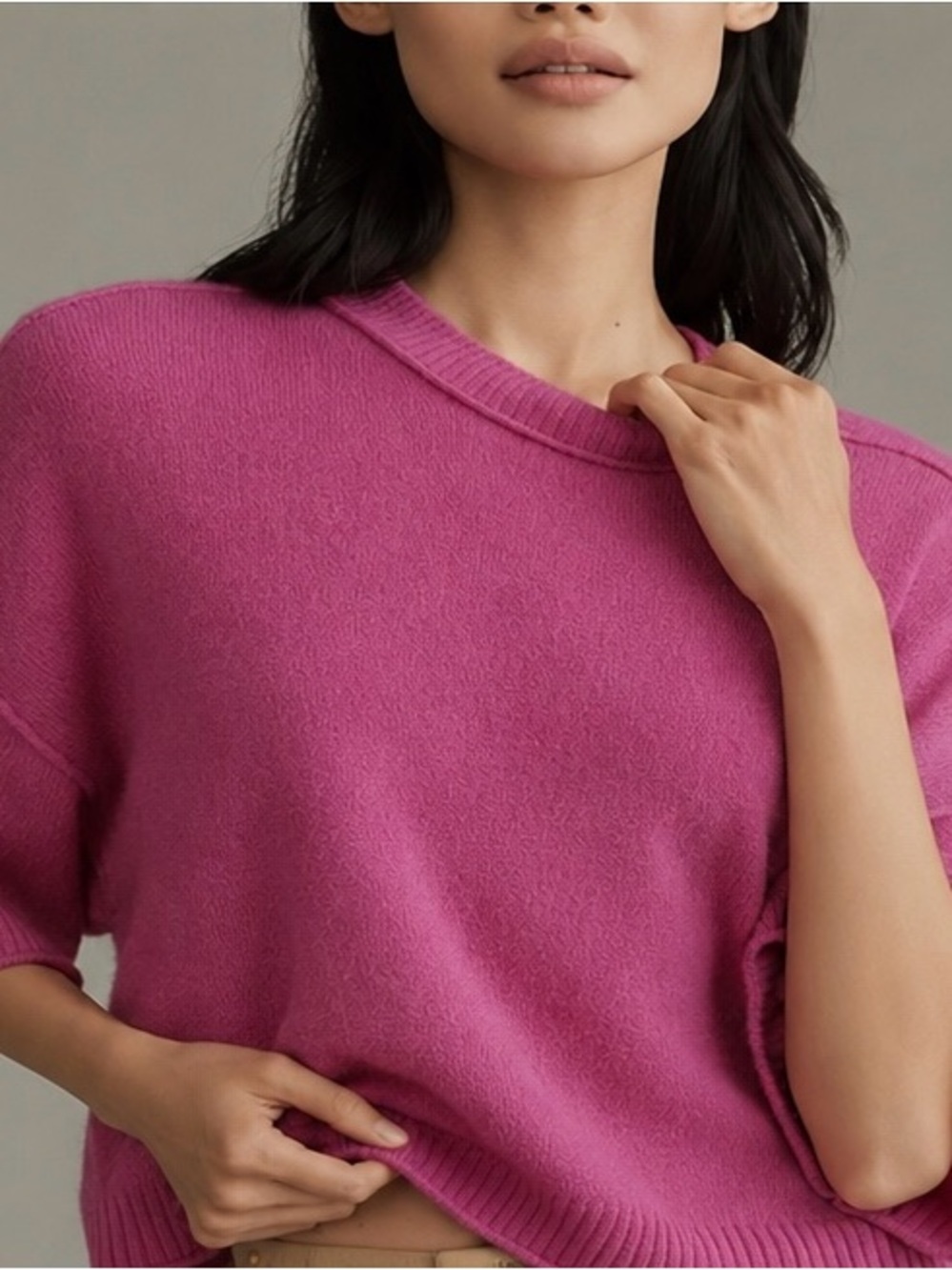 Anthropologie The Goldie Crew Neck Cashmere Jumper Sweater Pink Size XXS New